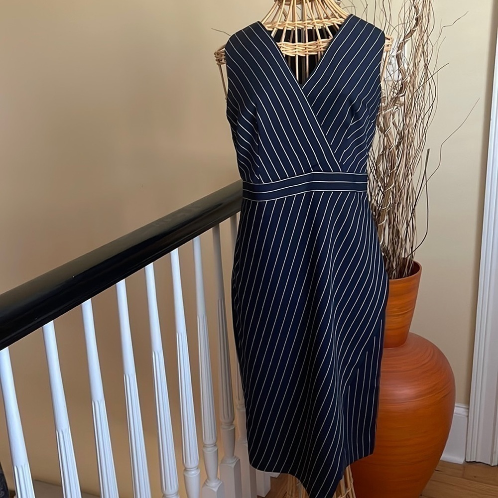 Banana Republic navy dress with white stripes